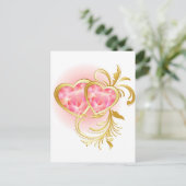 Pink Jewel Hearts Postkarte (Stehend Vorderseite)