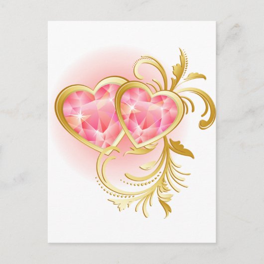 Pink Jewel Hearts Postkarte (Vorderseite)
