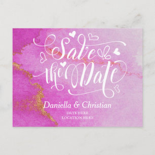 Pink Jewel Tone Save the Date Ankündigungspostkarte