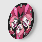 Pink Joker Jester Große Wanduhr (Winkel)