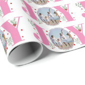 Pink JOY Frohe Weihnachtsfeiertage Foto Geschenkpapier (Rolleneckpunkt)