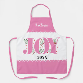 Pink Joy with berries Christmas photo Schürze