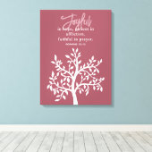 Pink Joyful Bible Verse Tree Religious Leinwanddruck (Insitu (Holzboden))