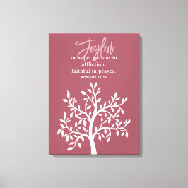 Pink Joyful Bible Verse Tree Religious Leinwanddruck