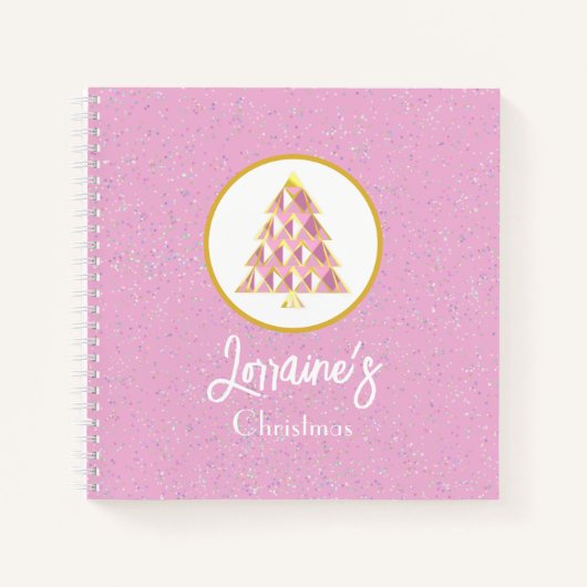 Pink Joyoux Weihnachten Sparkling Spiral Notebook Notizblock (Vorderseite)