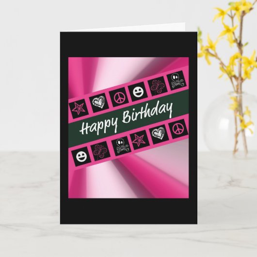 Pink-jugendlich Geburtstag Karte (Gelbe Blume)