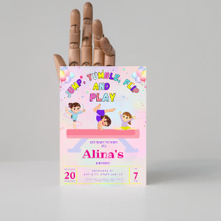 Pink Jump tumb & dreh Gymnastik Geburtstag Einladung