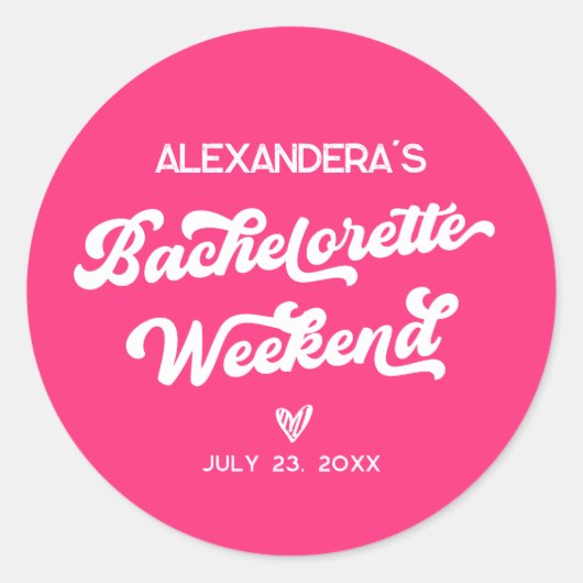 Pink Junggeselinnen-Abschied Gefallen Runder Aufkleber (Vorderseite)