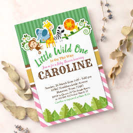 Pink Jungle Safari Zoo Animal Baby Dusche Einladung