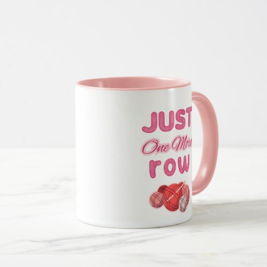 Pink Just One More Row Knitting Tasse (VorderseiteRechts)