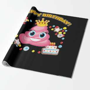 Pink Kack Emoji Happy Birthday Girls Geschenkpapier