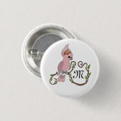 Pink-Kakadu-Monogramm Button (Vorne & Hinten)