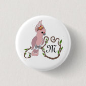 Pink-Kakadu-Monogramm Button (Vorderseite)
