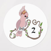 Pink-Kakadu-Monogramm Etiketten (Design 2)