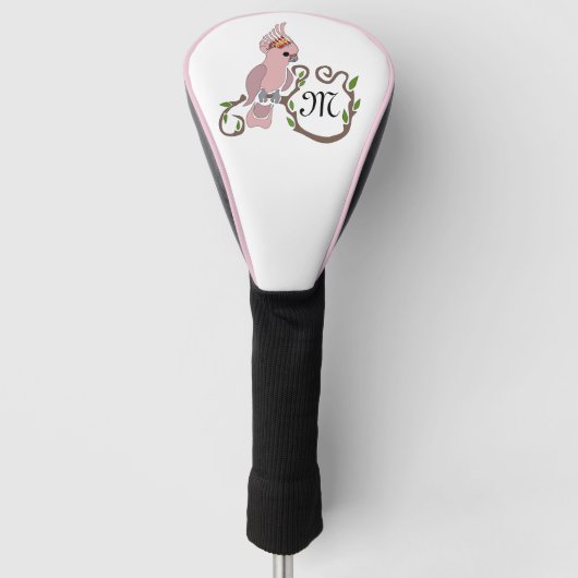 Pink-Kakadu-Monogramm Golf Headcover (Vorderseite)