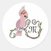 Pink-Kakadu-Monogramm Runder Aufkleber (Vorderseite)