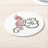 Pink-Kakadu-Monogramm Runder Pappuntersetzer (Angewinkelt)