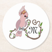 Pink-Kakadu-Monogramm Runder Pappuntersetzer (Vorderseite)