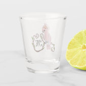 Pink-Kakadu-Monogramm Schnapsglas (Rückseite)