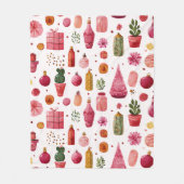 Pink-Kaktus-Weihnachtsbaumschmuck-Muster Fleecedecke (Vorderseite)