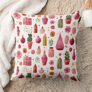 Pink-Kaktus-Weihnachtsbaumschmuck-Muster Kissen