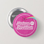 Pink Kamala Glitzer Frau Präsidentin Button (Vorne & Hinten)