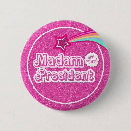 Pink Kamala Glitzer Frau Präsidentin Button
