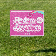 Pink Kamala Glitzer Frau Präsidentin Yard Sign