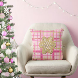 Pink Kariert Gold Glitzer Lebkuchen Keks Feierlich Kissen