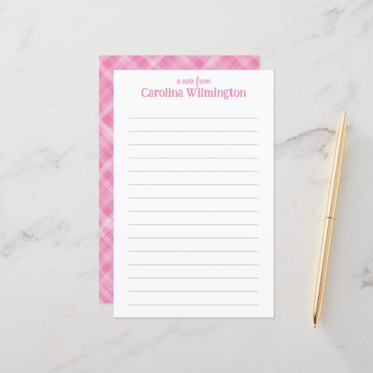 Pink, Kariert, Niedlich, Lined Letter, Papierstati (Vorderseite/Rückseite Beispiel)