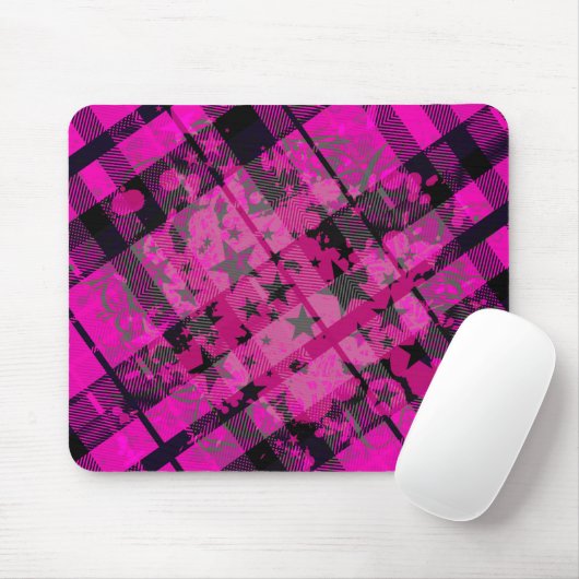 Pink Kariert Paint Spritzer Mousepad (Mit Mouse)