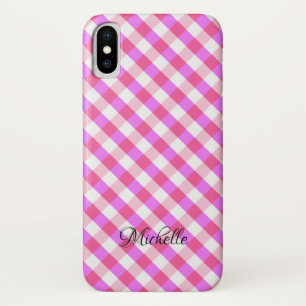 Pink Kariert Pattern individuelle Name Gehäuse Case-Mate iPhone Hülle