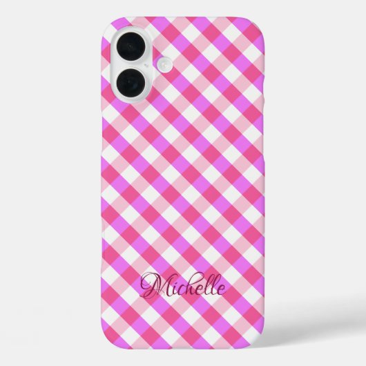 Pink Kariert Pattern individuelle Name Gehäuse Case-Mate iPhone Hülle (Rückseite)