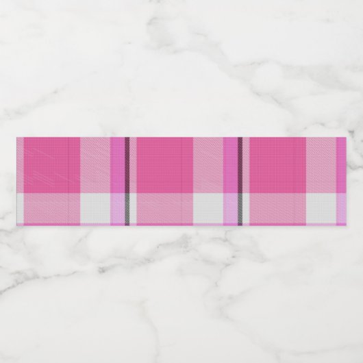 Pink Kariert Pattern Karo Print Tartan Gingham Wasserflaschenetikett (Einzelnes Label)
