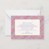 Pink Kariert Teddy Bear Baby Dusche Danke Mitteilungskarte (Rückseite)