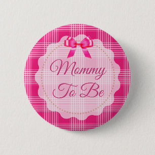 Pink Kariert und Bow Mommy als Button