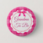 Pink Kariert und Bow Oma als Button (Vorderseite)