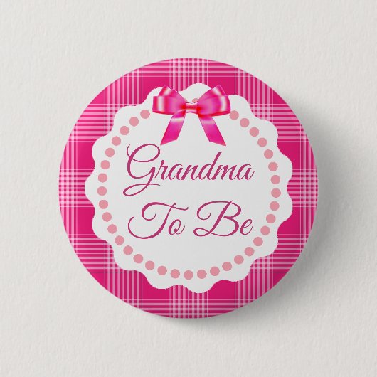 Pink Kariert und Bow Oma als Button (Vorderseite)