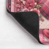PINK KARIERT VALENTINES HERZEN UND BLUME MOUSEPAD (Ecke)