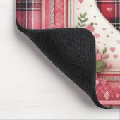 PINK KARIERT VALENTINES HERZEN UND BLUME MOUSEPAD (Ecke)