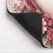 PINK KARIERT VALENTINES HERZEN UND BLUME MOUSEPAD (Ecke)