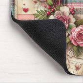 PINK KARIERT VALENTINES HERZEN UND BLUME MOUSEPAD (Ecke)