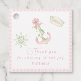 Pink Karierte Babymädchendusche Geschenkanhänger