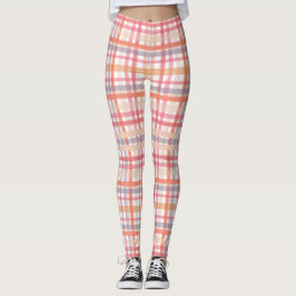 Pink Karierte Leggings - Stilvolles Damentrainings