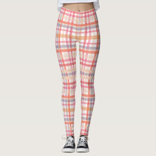 Pink Karierte Leggings - Stilvolles Damentrainings