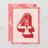 Pink Karierte Nummer "4" Typografie-Bannerkarte Postkarte (Vorne/Hinten)