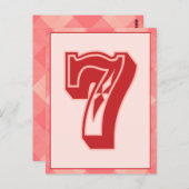 Pink Karierte Nummer "7" Typografie-Bannerkarte Postkarte (Vorne/Hinten)
