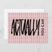 Pink Kariertes Muster tatsächlich können Sie posit Postkarte (Vorne/Hinten)