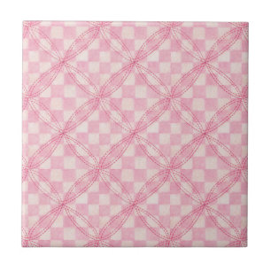 PINK KARO QUILT 4,25" Keramik Tile Fliese