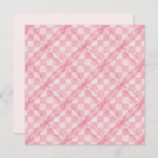 PINK KARO QUILT 5,25" Square Flat Card II Karte (Vorne/Hinten)